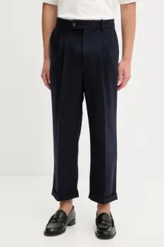 Drole de Monsieur pantaloni cu lana Le Pantalon Plis Cropped albastru marin I.BP192.WV008 imagine