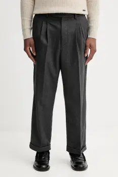 Drole de Monsieur pantaloni cu lana Le Pantalon Plis Cropped culoare gri I.BP192.WV008 imagine