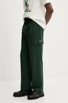 Drole de Monsieur pantaloni din lana Le Pantalon Cargo Laine culoarea verde, drept, G-BP148-PL127-FGN imagine