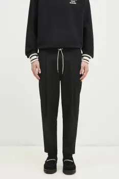 Drole de Monsieur pantaloni din lana Le Pantalon Cropped barbati, culoarea negru, drept, PERM-BP167-PL127-BL imagine