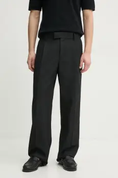 Drole de Monsieur pantaloni din lana Le Pantalon Golfeur culoarea negru, drept, PERM-BP165-PL127-BL imagine