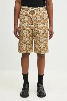Drole de Monsieur pantaloni scurti din bumbac Le Short Workwear Paisley barbati, culoarea galben, G-BS155-CO189-MS imagine