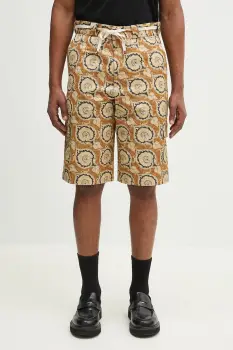 Drole de Monsieur pantaloni scurti din bumbac Le Short Workwear Paisley barbati, culoarea galben, G-BS155-CO189-MS imagine