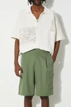 Drole de Monsieur pantaloni scurti din lana Le Short Cargo Laine culoarea verde, D-BS133-PL127-KK imagine