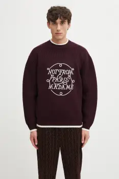 Drole de Monsieur pulover de lana La Maille Slogan culoarea violet, calduros, I.PO184.WO007 imagine