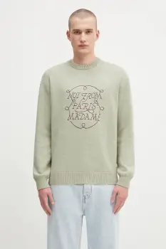 Drole de Monsieur pulover de lana La Maille Slogan Tresses culoarea verde, H.PO191.WO023 imagine