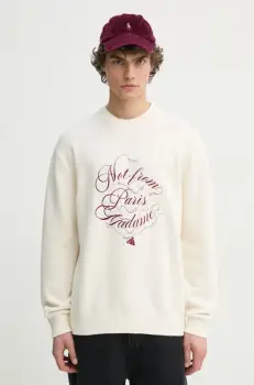 Drole de Monsieur pulover de lana Le Pull Slogan Vignes barbati, culoarea bej, F-PO178-WO023-CM imagine