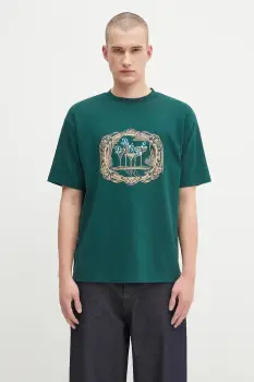 Drole de Monsieur tricou din bumbac Le Tshirt Plateau culoarea verde, cu imprimeu, H.TS255.CO002 imagine