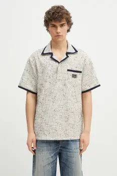 Drole de Monsieur tricou polo Le Polo Drule Tweed barbati, culoarea bej, cu imprimeu, G-PL153-CO177-MC imagine