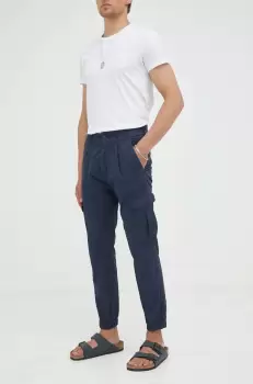 Drykorn pantaloni de bumbac culoarea albastru marin, cu fason cargo imagine