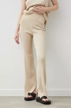 Drykorn pantaloni femei, culoarea bej, drept, high waist imagine