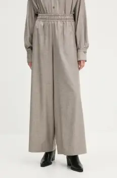 Drykorn pantaloni femei, culoarea bej, lat, high waist, 120223 80758 imagine