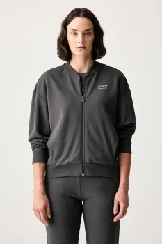 EA7 Emporio Armani hanorac cu fermoar pentru femei cu bumbac imagine