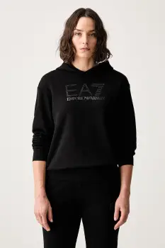 EA7 Emporio Armani hanorac cu gluga pentru femei cu bumbac imagine