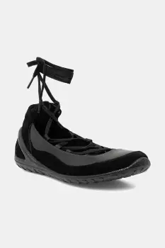 Ecco balerini de piele BIOM Lite Lace-Up culoarea negru, 802453-51052 imagine