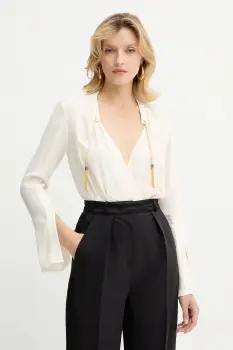 Elisabetta Franchi bluza culoarea bej, uni, CB00557E2 imagine