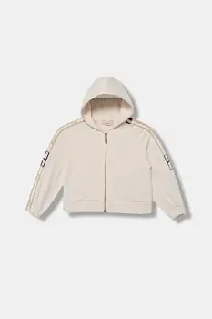 Elisabetta Franchi bluza din amestec de lana pentru copii culoarea bej, cu gluga, cu imprimeu, EGFE057.0.FF002 imagine