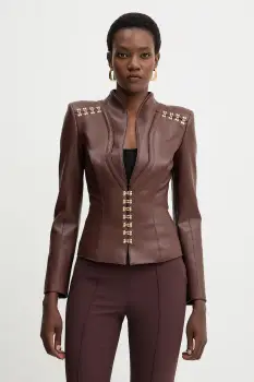 Elisabetta Franchi geaca culoarea maro, de tranzitie, GI18757E2 imagine