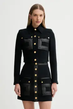 Elisabetta Franchi geaca culoarea negru, de tranzitie, GI15957E2 imagine