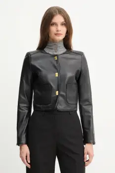 Elisabetta Franchi geaca de piele culoarea negru, de tranzitie, GD52Z56E2 imagine