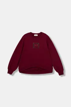 Elisabetta Franchi hanorac de bumbac pentru copii culoarea bordo, cu imprimeu, EFFE158.0.FF002 imagine