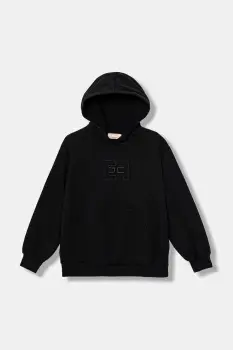 Elisabetta Franchi hanorac de bumbac pentru copii culoarea negru, cu gluga, cu imprimeu, EFFE156.0.FF002 imagine