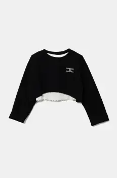 Elisabetta Franchi hanorac de bumbac pentru copii culoarea negru, cu imprimeu, EFFE144.0.FF002 imagine