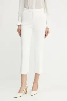 Elisabetta Franchi pantaloni culoarea bej, drept, medium waist, PA09852E2 imagine