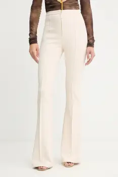 Elisabetta Franchi pantaloni culoarea bej, evazati, high waist, PA12256E2 imagine