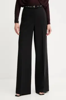Elisabetta Franchi pantaloni culoarea negru, lat, high waist, PA10356E2 imagine
