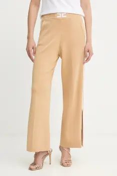 Elisabetta Franchi pantaloni de trening culoarea bej, cu imprimeu, KP69S56E2 imagine