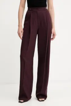 Elisabetta Franchi pantaloni din lana culoarea bordo, drept, high waist, PA12356E2 imagine