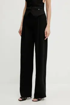 Elisabetta Franchi pantaloni din lana culoarea negru, lat, high waist, PA05852E2 imagine