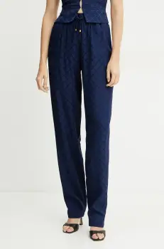 Elisabetta Franchi pantaloni femei, culoarea bleumarin, drept, high waist, PA09152E2 imagine