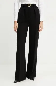 Elisabetta Franchi pantaloni femei, culoarea negru, drept, high waist, PA09552E2 imagine
