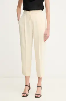 Elisabetta Franchi pantaloni femei, culoarea verde, fason tigareta, high waist, PA06651E2 imagine
