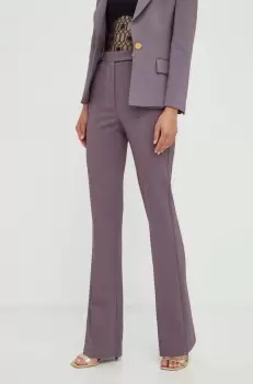 Elisabetta Franchi pantaloni femei, culoarea violet, evazati, high waist imagine