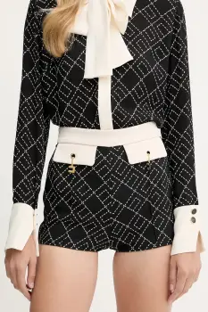 Elisabetta Franchi pantaloni scurti culoarea negru, cu model, high waist, SHS0156E2 imagine
