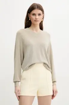 Elisabetta Franchi pantaloni scurti femei, culoarea galben, uni, high waist, SH00851E2 imagine