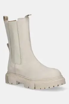 Elisabetta Franchi papuci din nubuc pentru copii culoarea bej, F4A5-E0419 imagine