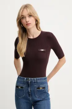 Elisabetta Franchi pulover de matase culoarea bordo, light, MK10B56E2 imagine