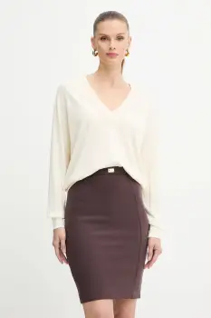 Elisabetta Franchi pulover din amestec de lana culoarea bej, light, MK34S57E2 imagine