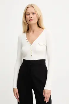 Elisabetta Franchi pulover din amestec de matase culoarea bej, MK12B56E2 imagine