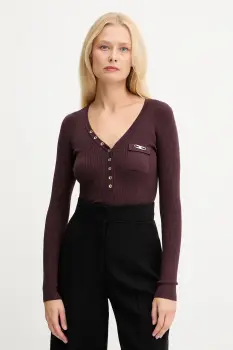 Elisabetta Franchi pulover din amestec de matase culoarea bordo, MK12B56E2 imagine