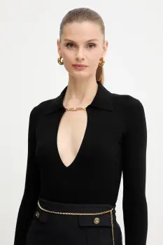 Elisabetta Franchi pulover din amestec de matase culoarea negru, light, MK09B56E2 imagine