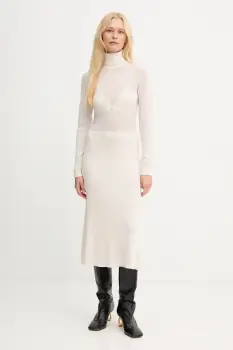 Elisabetta Franchi rochie cu lana culoarea bej, midi, evazati, AM30S57E2 imagine