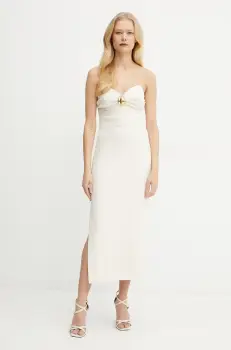 Elisabetta Franchi rochie culoarea bej, mini, mulata, AB76951E2 imagine