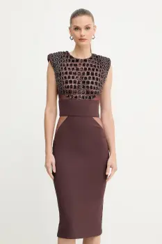 Elisabetta Franchi rochie culoarea bordo, midi, mulata, AB83457E2 imagine