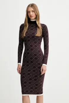 Elisabetta Franchi rochie culoarea bordo, midi, mulata, AM18T56E2 imagine