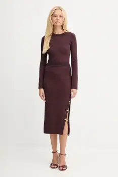 Elisabetta Franchi rochie culoarea bordo, midi, mulata, AM28S57E2 imagine